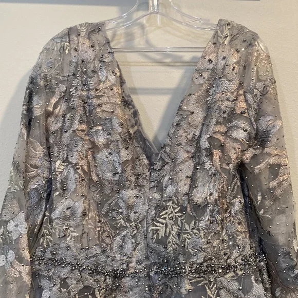 Mac Duggal Long Sleeve Beaded Appliqué Gown [Size: 16] Style #20214 - Picture 7 of 16